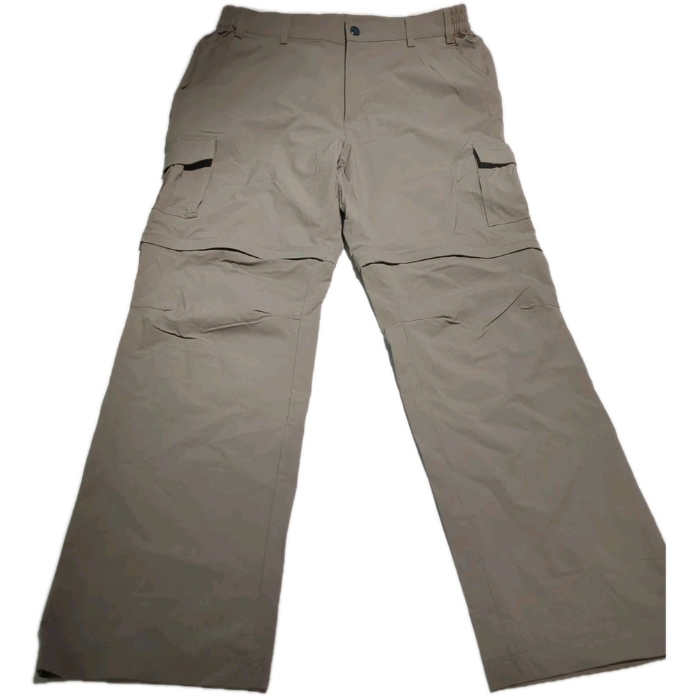 NONWE Mens Convertible Cargo Hiking Pants Sz 32x30.5 Khaki Zip Off Gorpcore